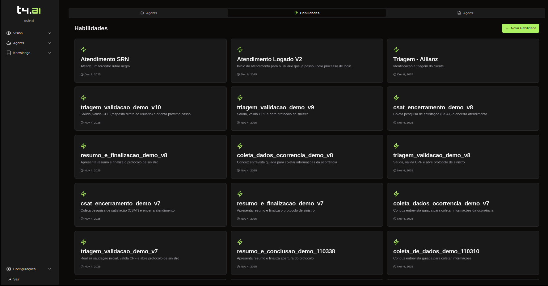 Lista de Habilidades