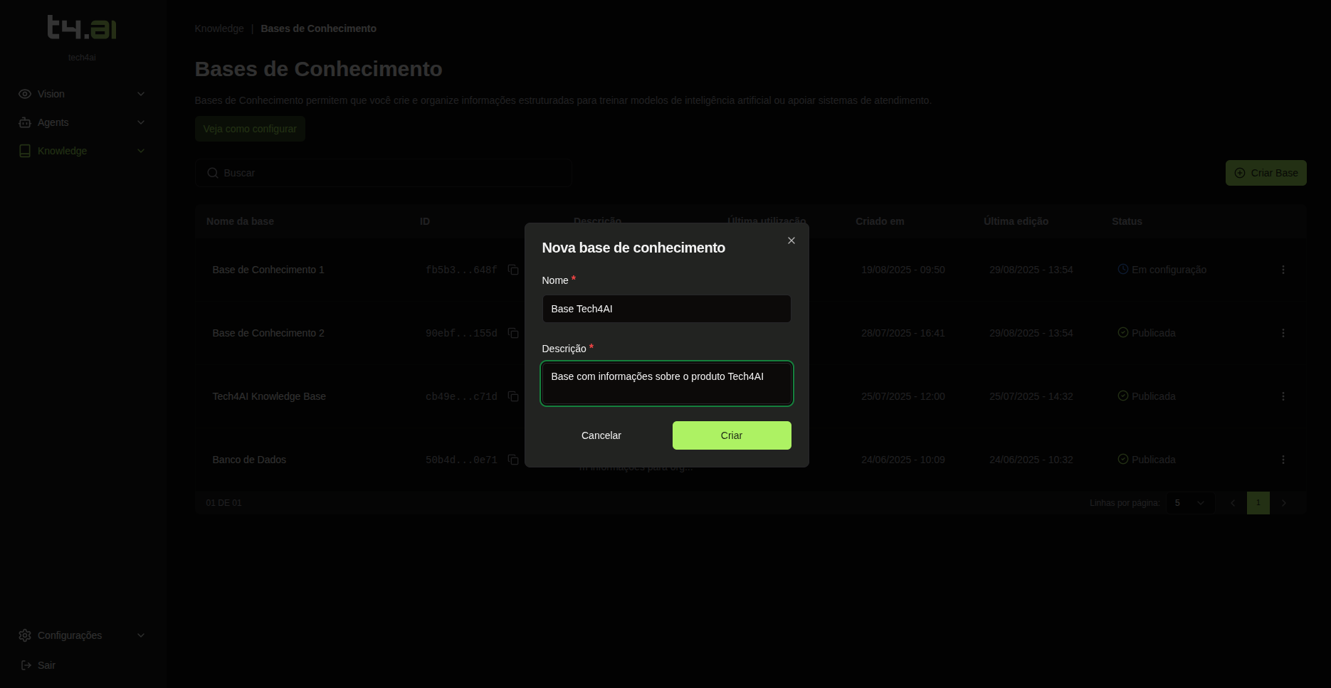 Formulário de Criação