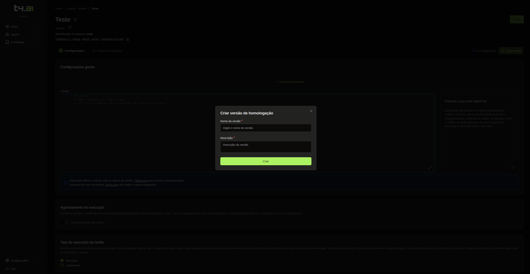 Criar Versão de Homologação