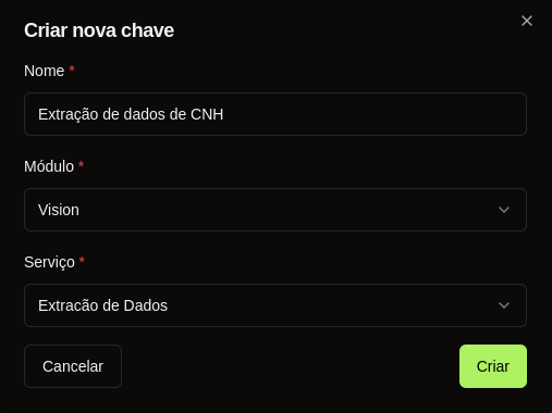 Configurar Nova Chave
